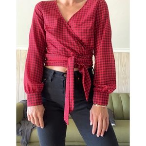 Plaid wrap top